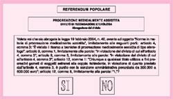 fac simile della scheda rosa - quesito numero 4